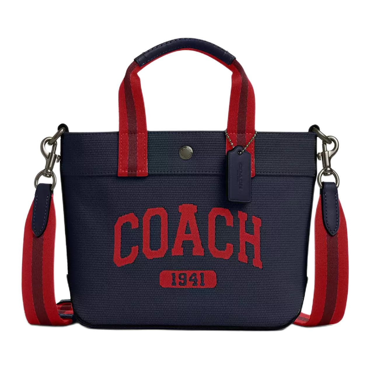 Сумка COACH Canvas с гладкой кожей маленькая сумка мужская морской и красный - изображение 1