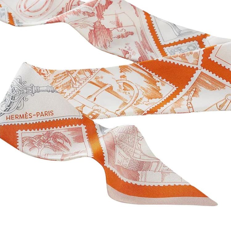 Платок HERMES Шелковые шарфы Женские Оранжевый Серый - изображение 2