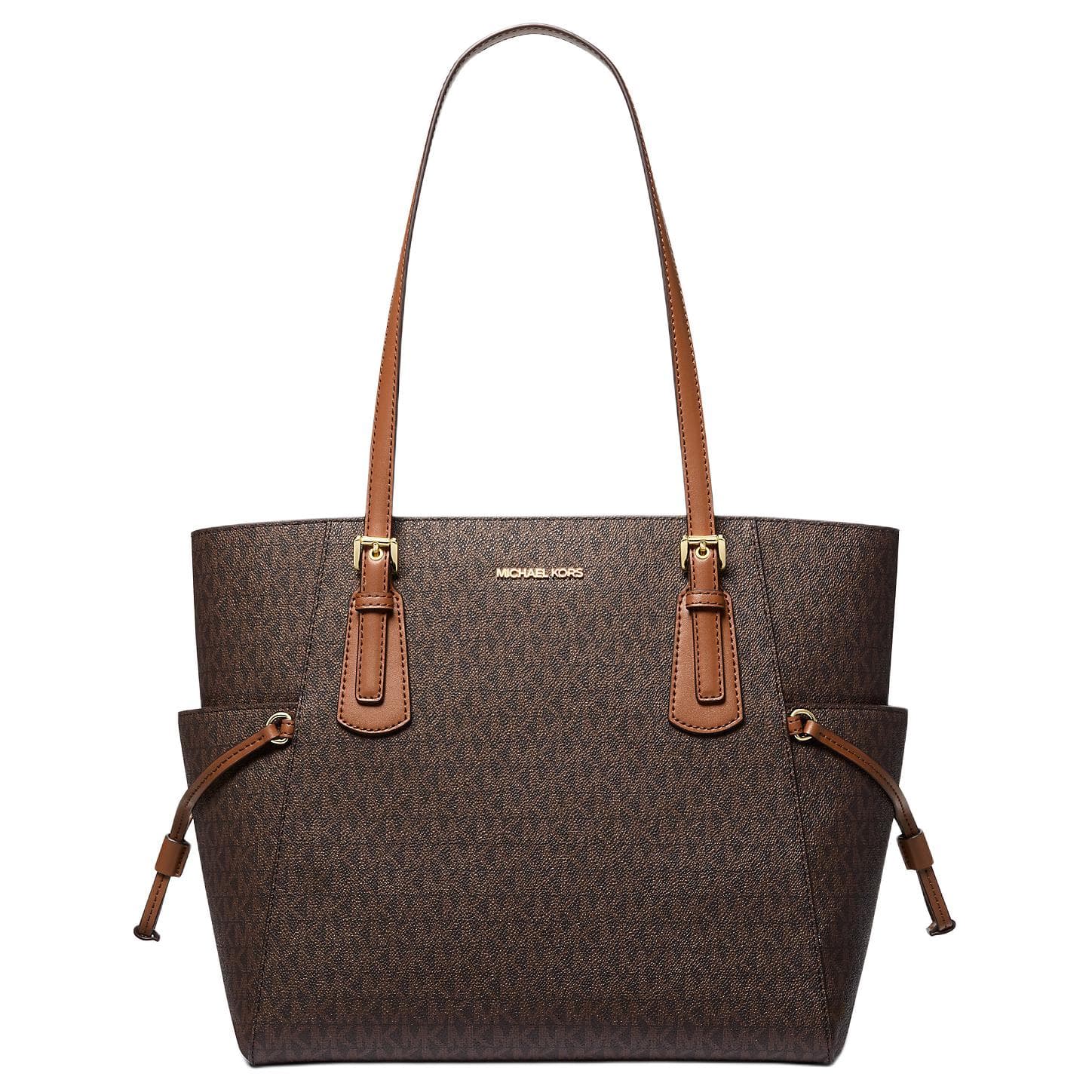 Мини-сумка MICHAEL KORS Voyager Покрытый холст Тоут Сумка Сумка для покупок Сумка Сумка через плечо Большая Женская Коричневая - изображение 1