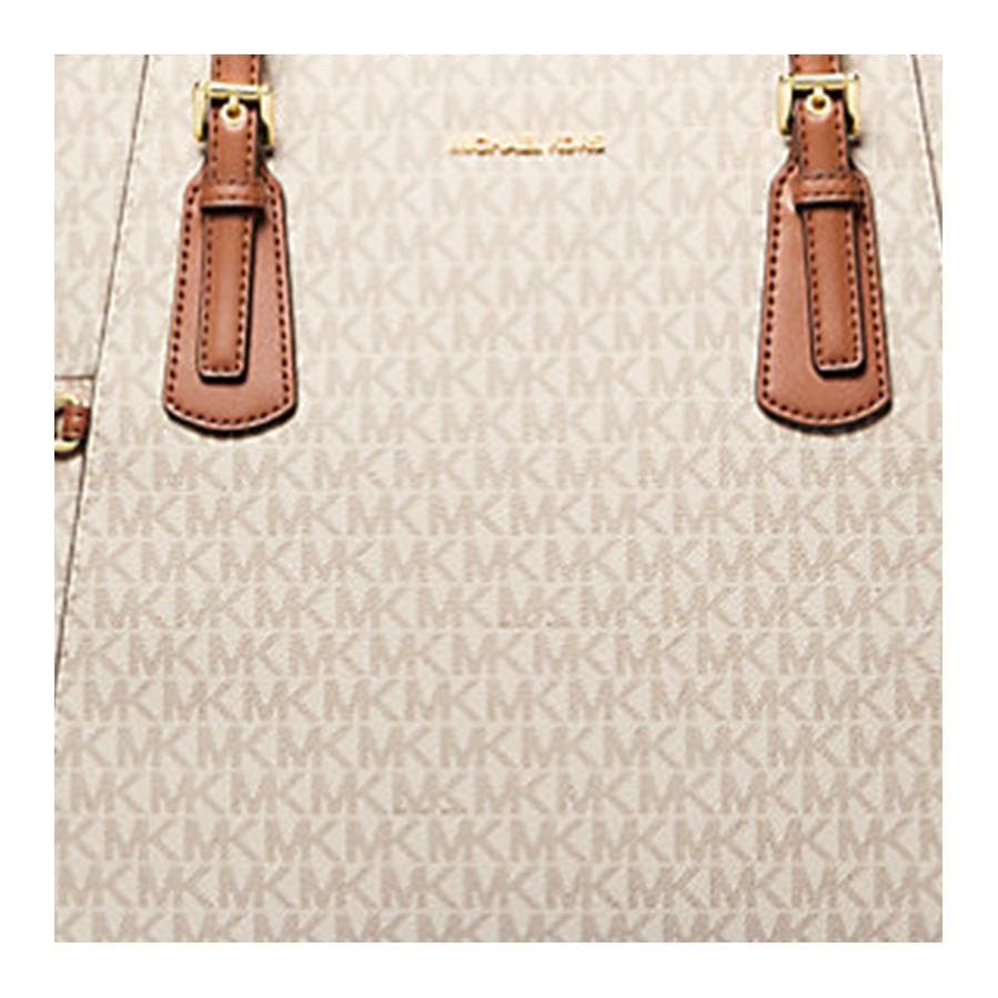 Мини-сумка MICHAEL KORS Voyager Покрытый холст Тоут Сумка Сумка для покупок Сумка на плечо Большая Женская Ваниль - изображение 3