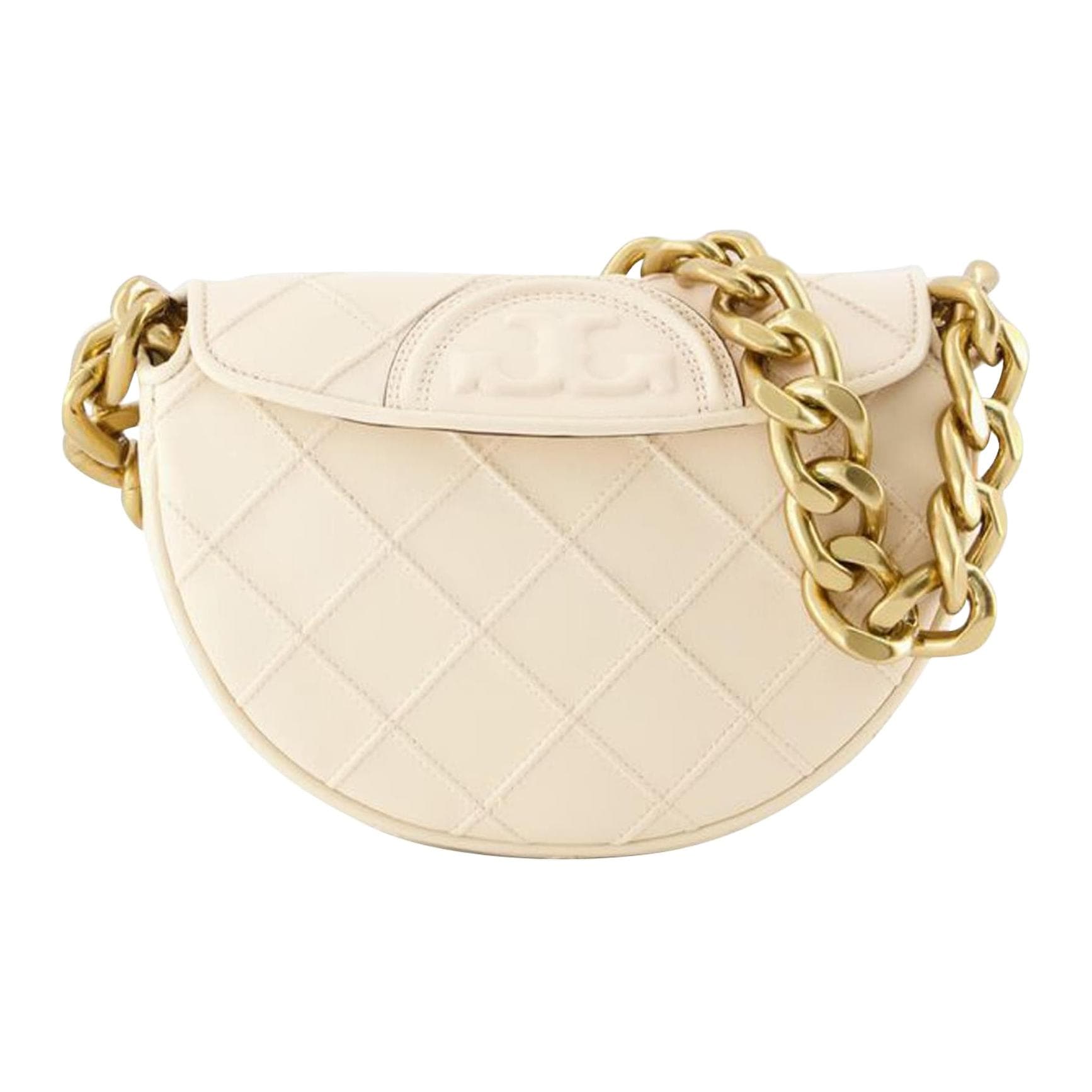 Мини-сумка Tory Burch Fleming Овчина Ткань Сумка через плечо Мини Женская Молочно-белая - изображение 1