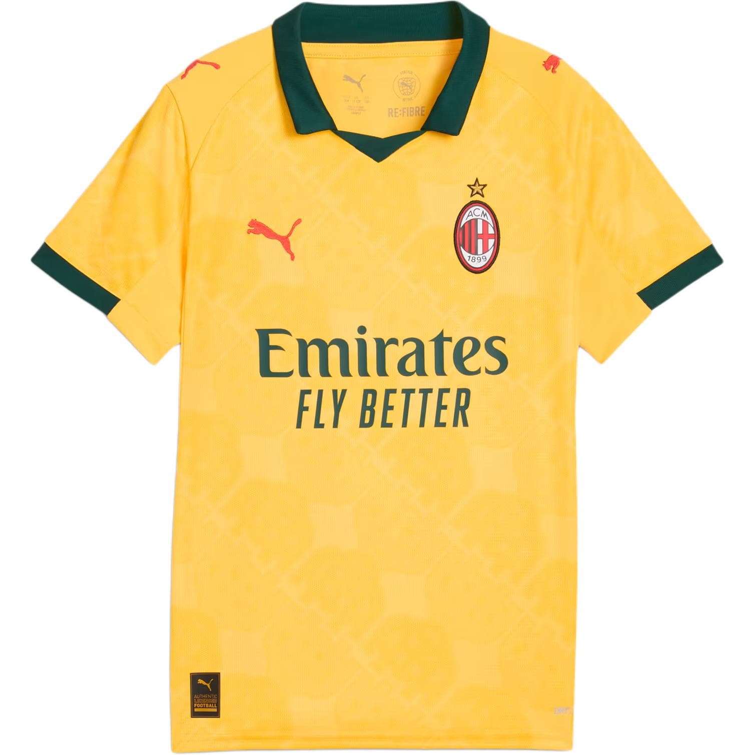 Футболка PUMA AC MILAN Солнечно-желтый Deep Цветы персика Color Kids T Рубашки - изображение 1