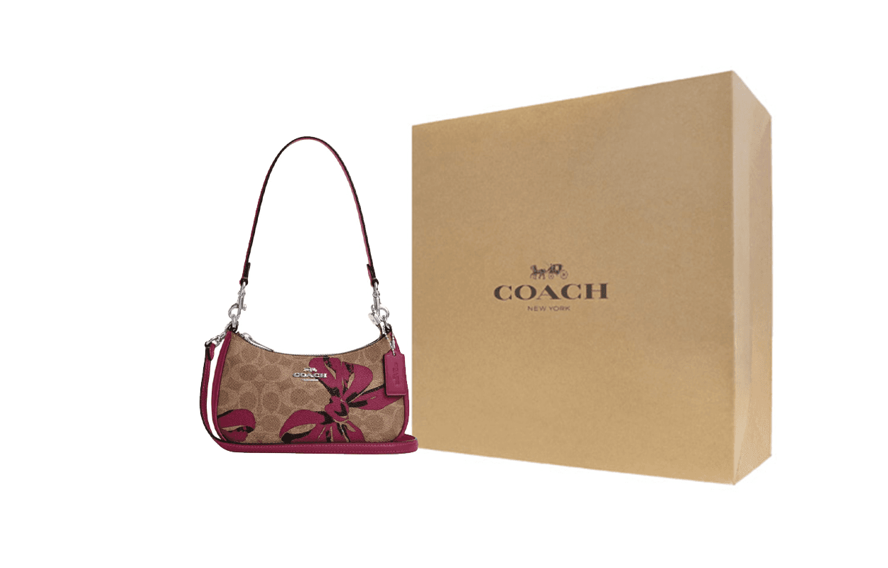 Мини-сумка COACH Teri Покрытие Холст Сумка через плечо Сумка на плечо Маленькая Женская Коричневая - изображение 4