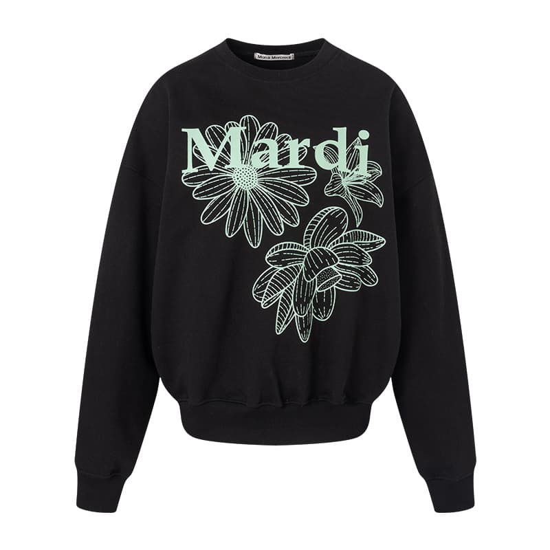 Кофта MARDI MERCREDI Three Flowers Collection SS25 Свитшот Тройной Цветок_Черный Мята MARDI Свитшот Корейский стиль Женский - изображение 1