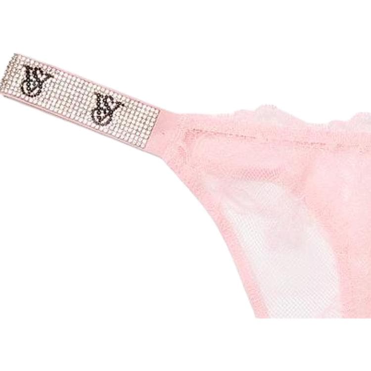 Трусы Victoria's Secret Very Sexy SHINE Шнуровка Розовый Кружево Стринг Пантьи P B Стринг Женские 1 Упаковка Розовый - изображение 2