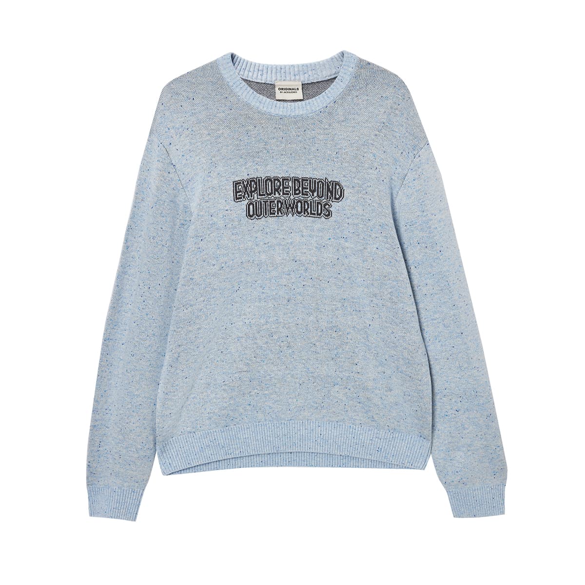 Кофта JACK&JONES Свитер мужской винтажный с принтом, круглый вырез, длинный рукав, смешанный цвет, повседневный, свободный покрой - изображение 2