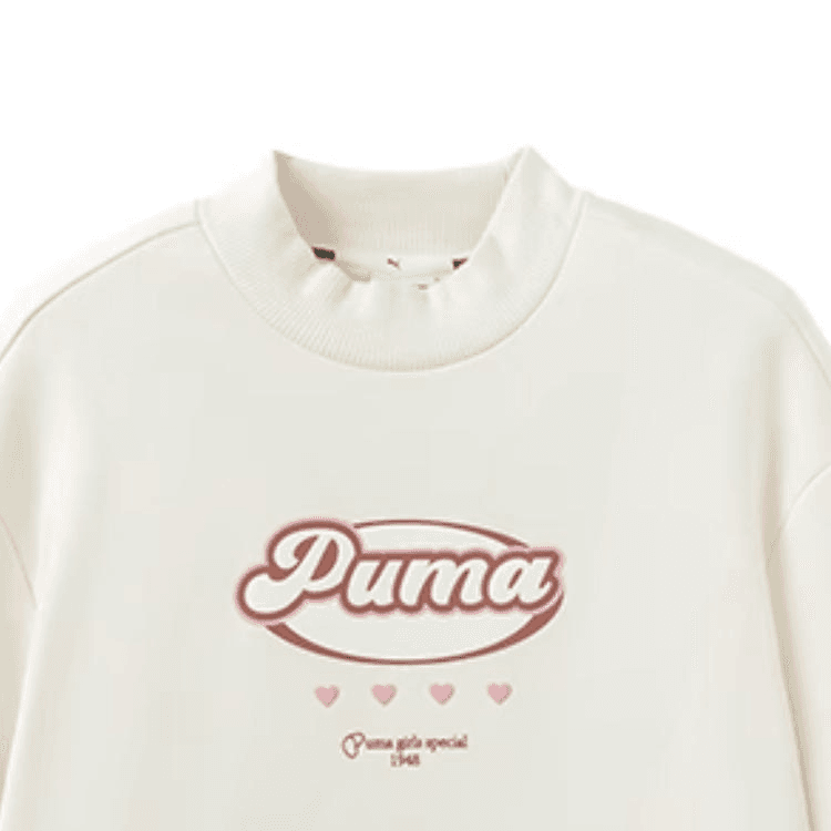 PUMA Платье Sportstyle с флисовой подкладкой круглый вырез спущенное плечо двухкомпонентное с длинными рукавами белое - изображение 3