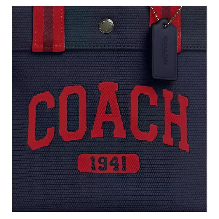 Сумка COACH Canvas с гладкой кожей маленькая сумка мужская морской и красный - изображение 4