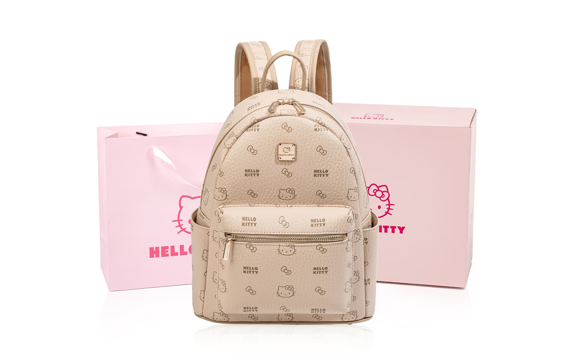 Рюкзак Sanrio Hello Kitty PU (полиуретан) Рюкзак Рюкзаки Стандартный Женский Розовый Коричневый Молочно-чайный - изображение 4