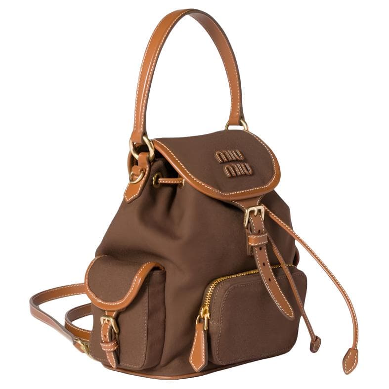 Рюкзак Miu Miu Logo Cotton Backpack Cocoa Brown Brandy - изображение 2