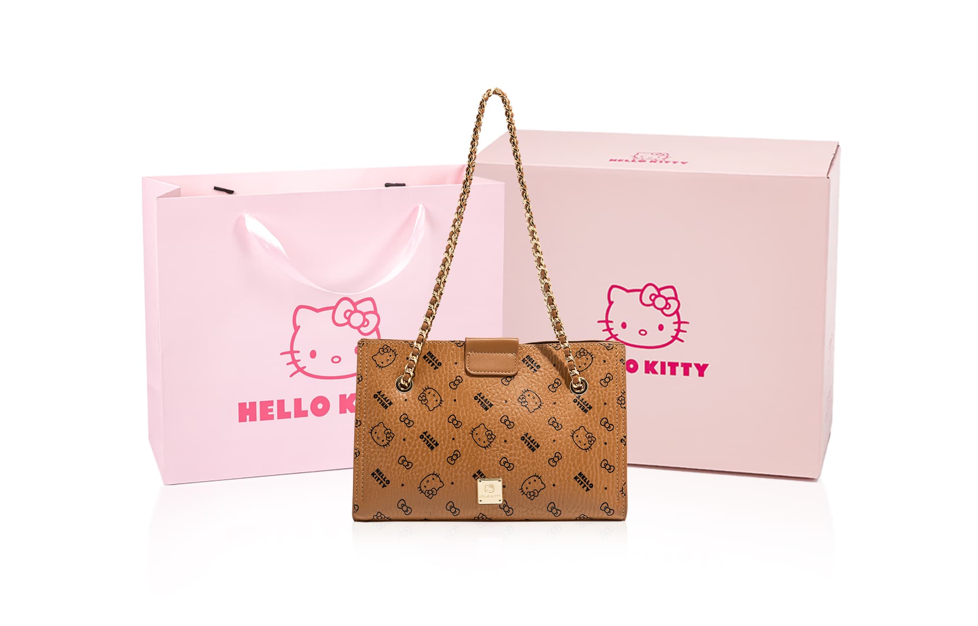 Мини-сумка Sanrio Hello Kitty PU (полиуретан) Сумка-тоут Сумка для покупок Сумка через плечо Стандартная Женская Розовая Коричневая - изображение 8