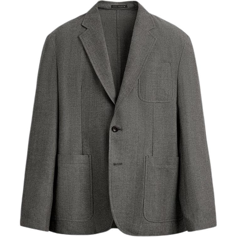 Пиджак ZARA Серый Зеленый Мужской Деловой Костюм - изображение 1