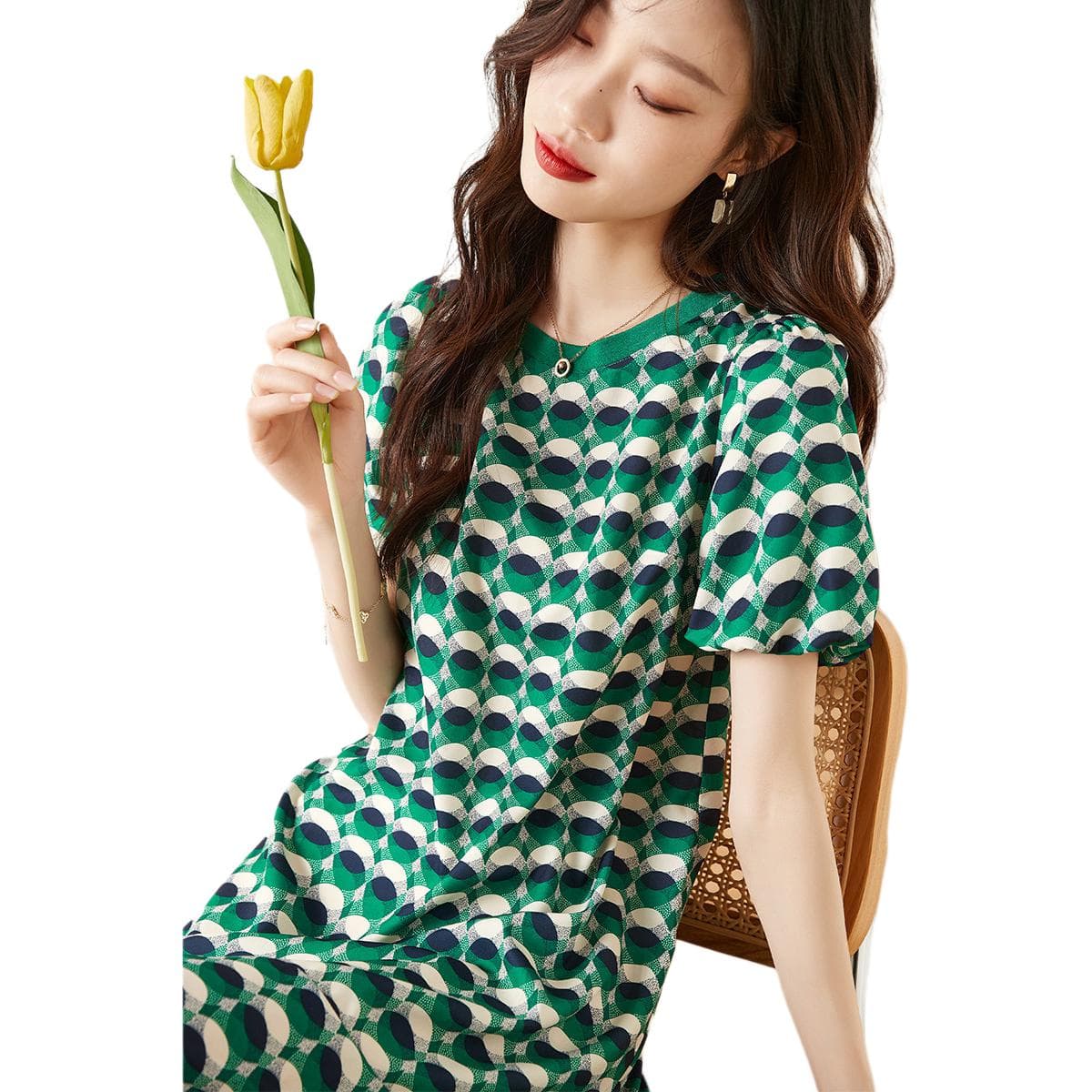 Платье Mohan Yimei Simple Dot Dress Green - изображение 2