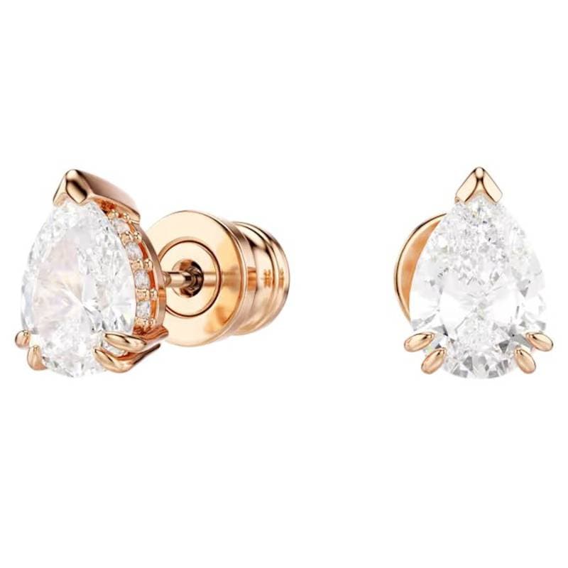 Серьги Серьги Swarovski с цирконием унисекс белые - изображение 2