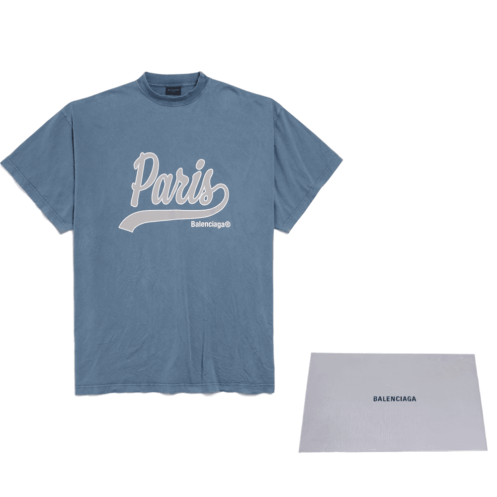 Футболка Balenciaga FW24 Faded Blue Tee - изображение 8