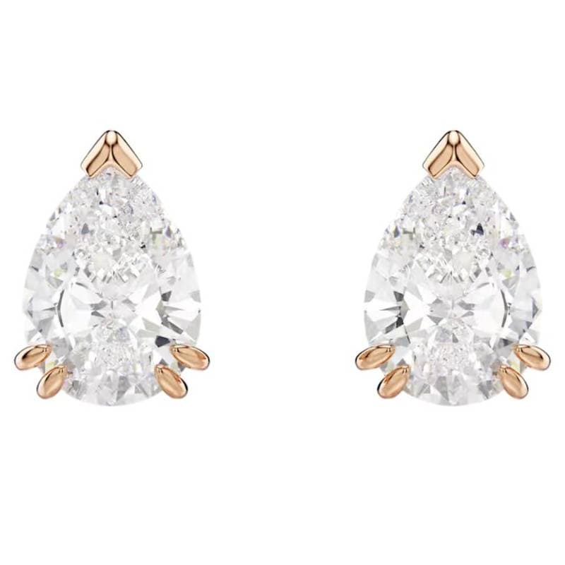 Серьги Серьги Swarovski с цирконием унисекс белые - изображение 1