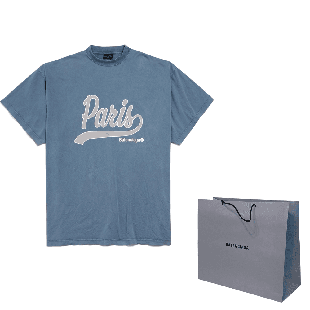 Футболка Balenciaga FW24 Faded Blue Tee - изображение 7