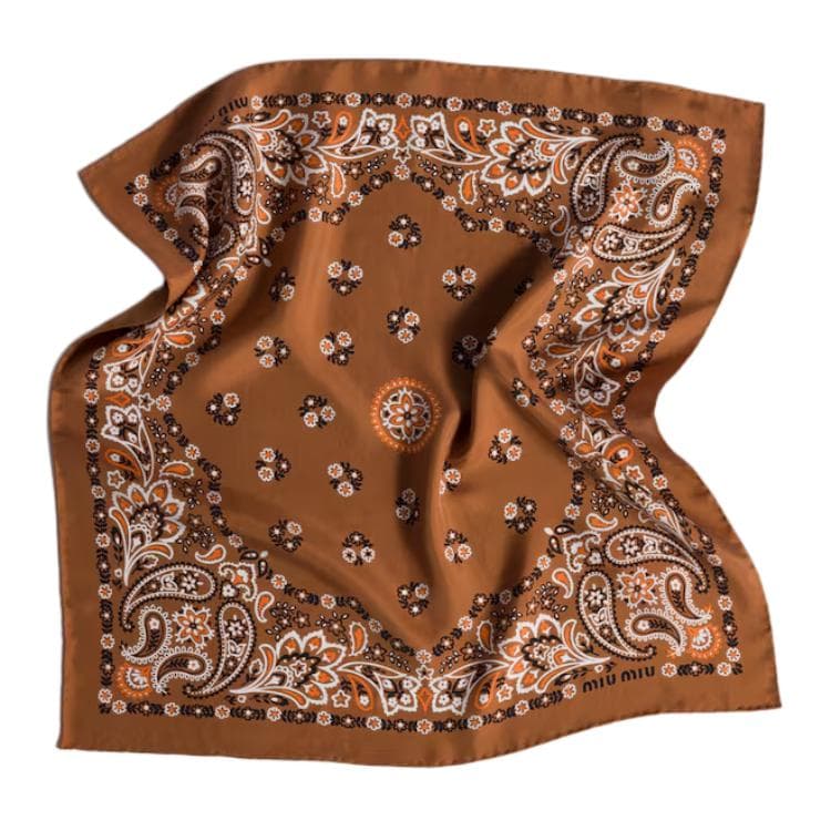 Платок MIU MIU Ткань Шарфы Женские Коньяк - изображение 2