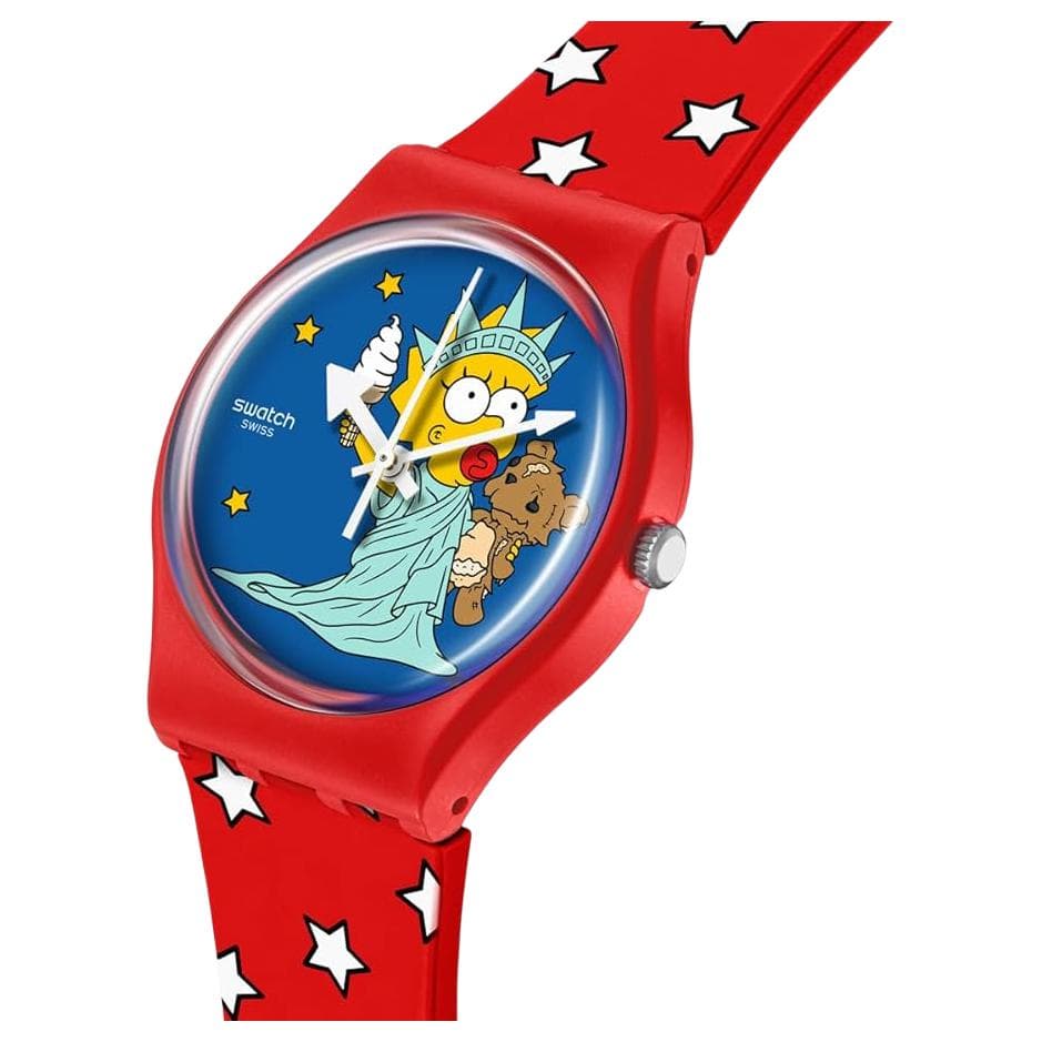 Часы Swatch Quartz Женские часы с механизмом синий циферблат 34 мм биологический материал корпус силиконовый ремешок - изображение 2