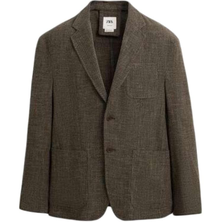 Пиджак ZARA Темно-коричневый Желтый Мужской Деловой костюм - изображение 1