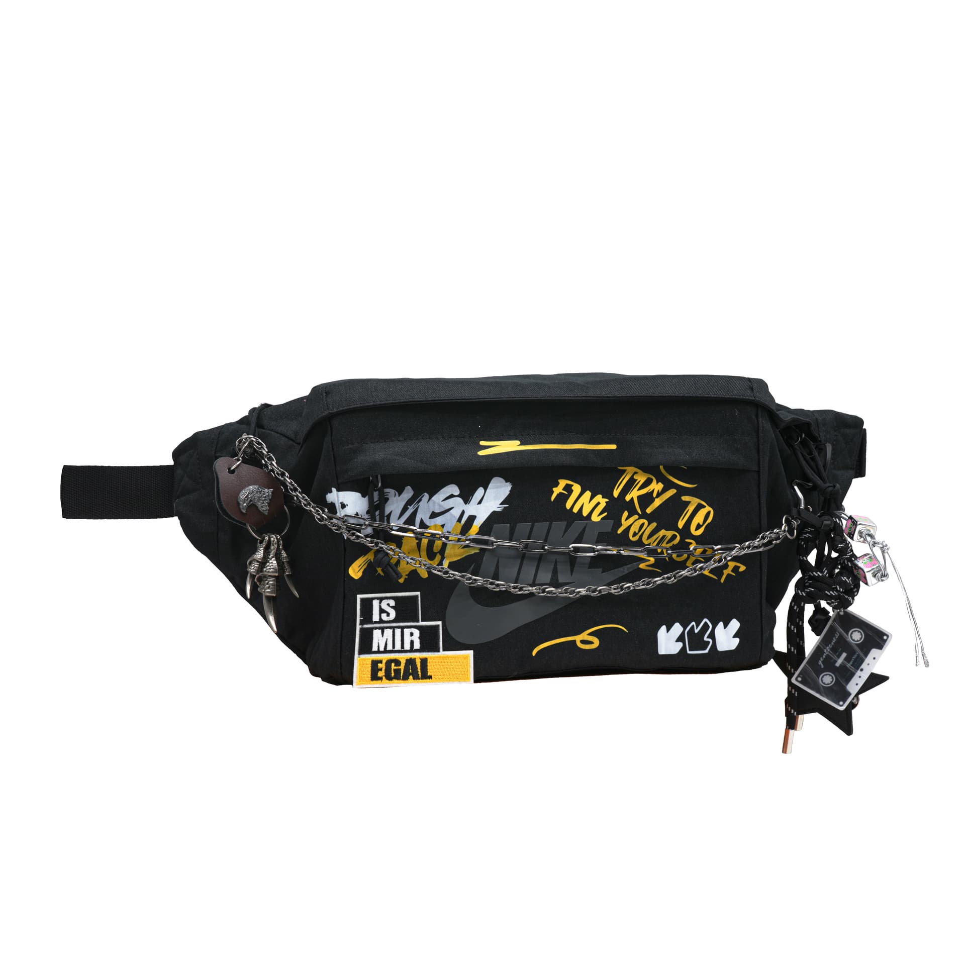 Поясная сумка Nike Custom Graffiti Waist Bag Black Yellow - изображение 2