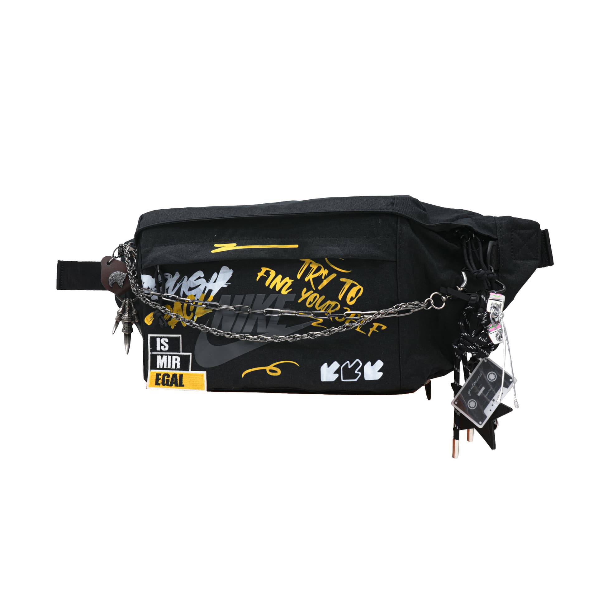 Поясная сумка Nike Custom Graffiti Waist Bag Black Yellow - изображение 3