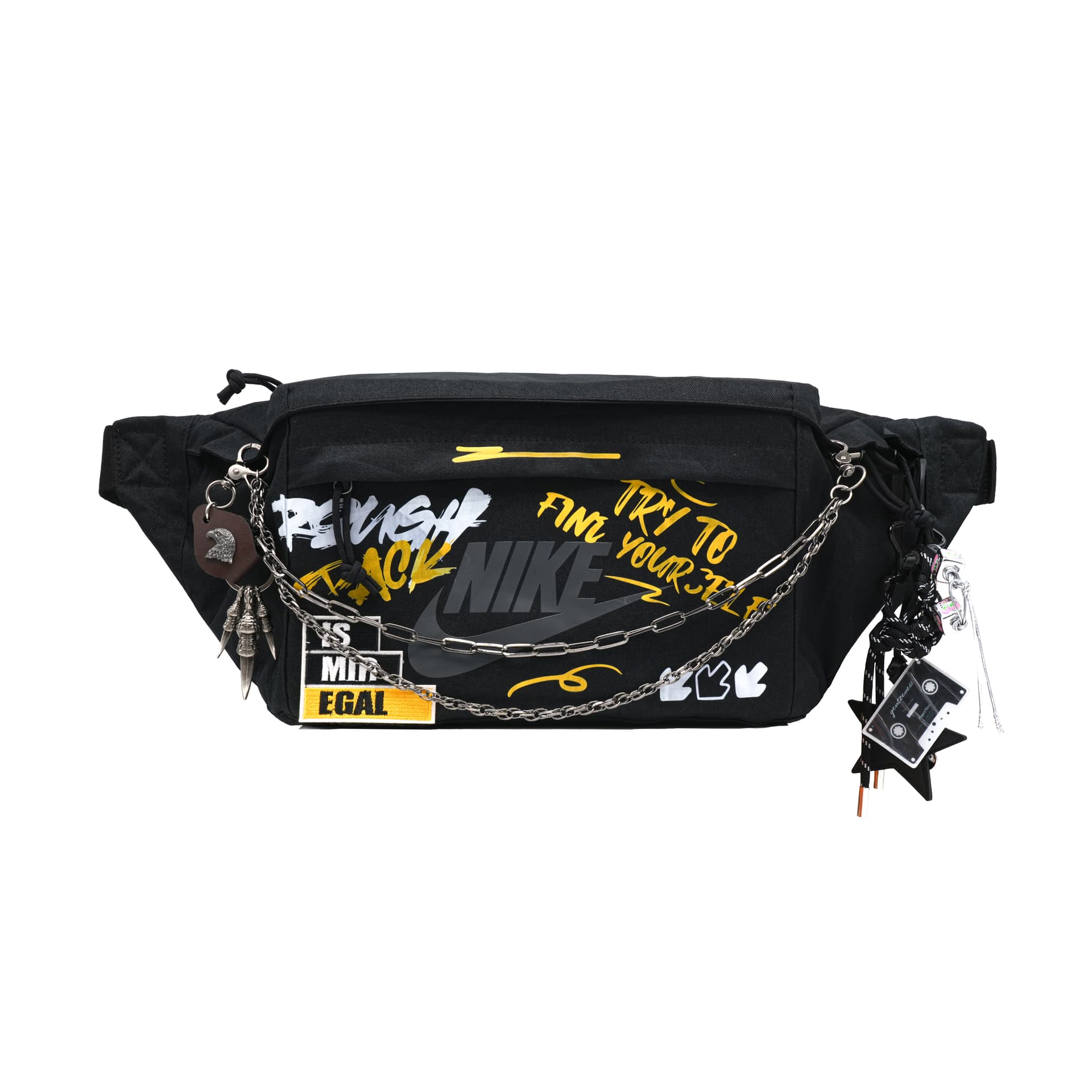 Поясная сумка Nike Custom Graffiti Waist Bag Black Yellow - изображение 1