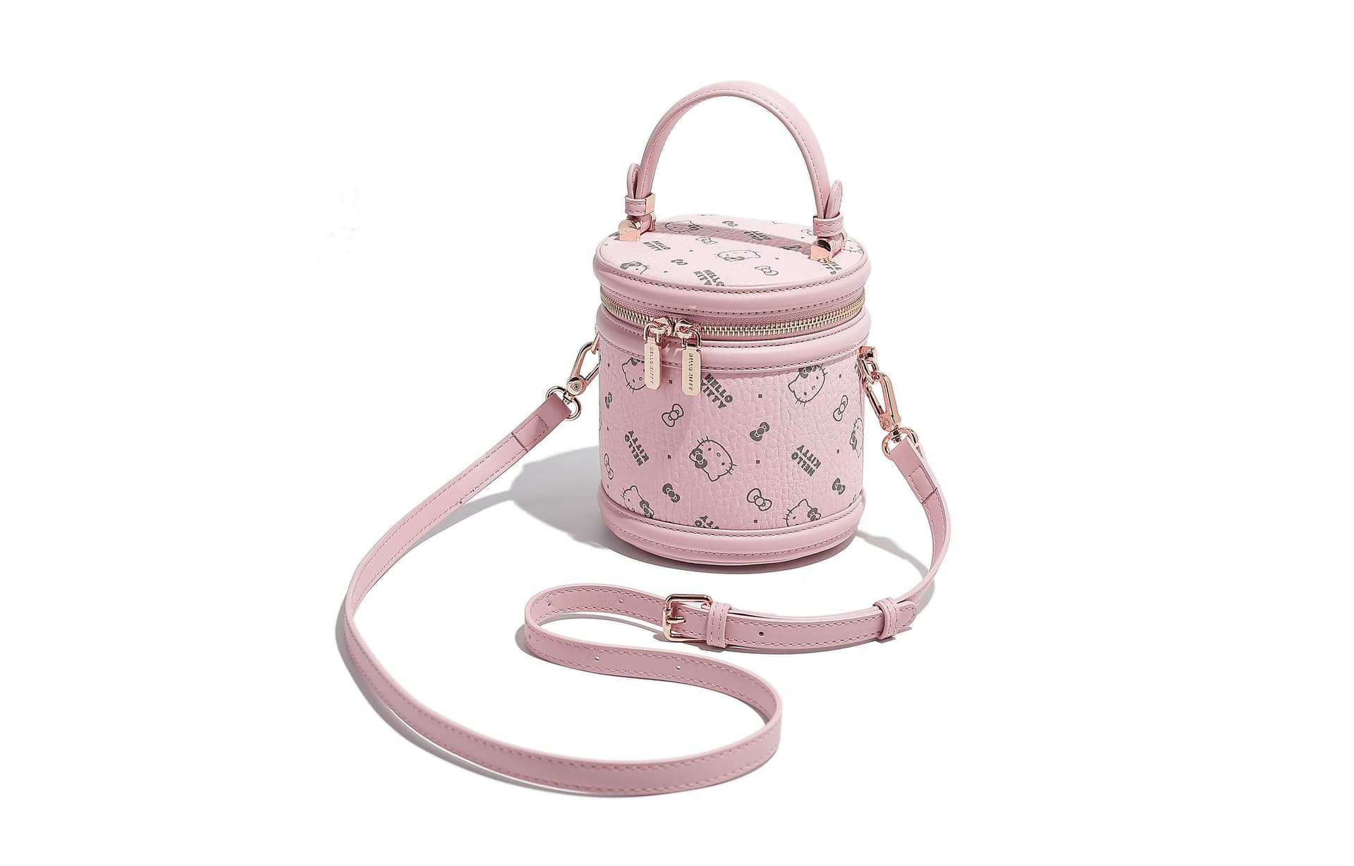 Сумка Sanrio Hello Kitty классический универсальный модный PU ведрообразные сумки через плечо розовый/молочно-чайный - изображение 2