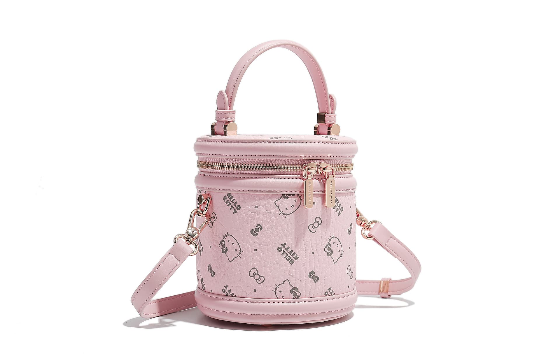 Сумка Sanrio Hello Kitty классический универсальный модный PU ведрообразные сумки через плечо розовый/молочно-чайный - изображение 4