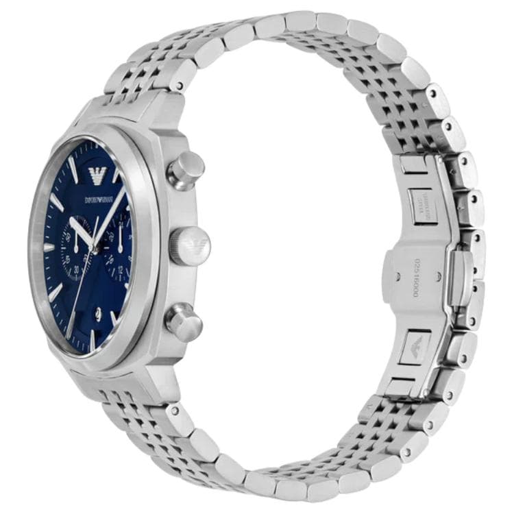 Механические часы EMPORIO ARMANI Часы с ремешком на запястье кварцевый механизм нержавеющая сталь шнуровка 40 мм синий циферблат - изображение 5