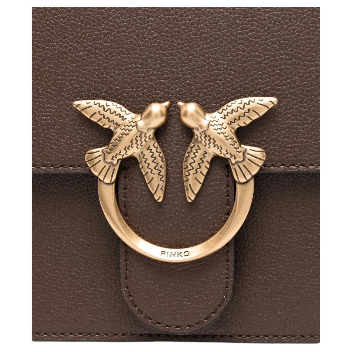Сумка PINKO Love Birds Leather Tote Brown - изображение 3