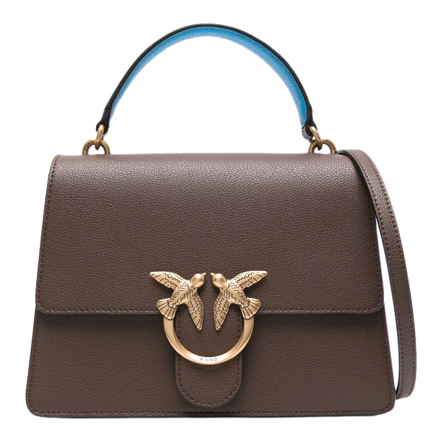 Сумка PINKO Love Birds Leather Tote Brown - изображение 1