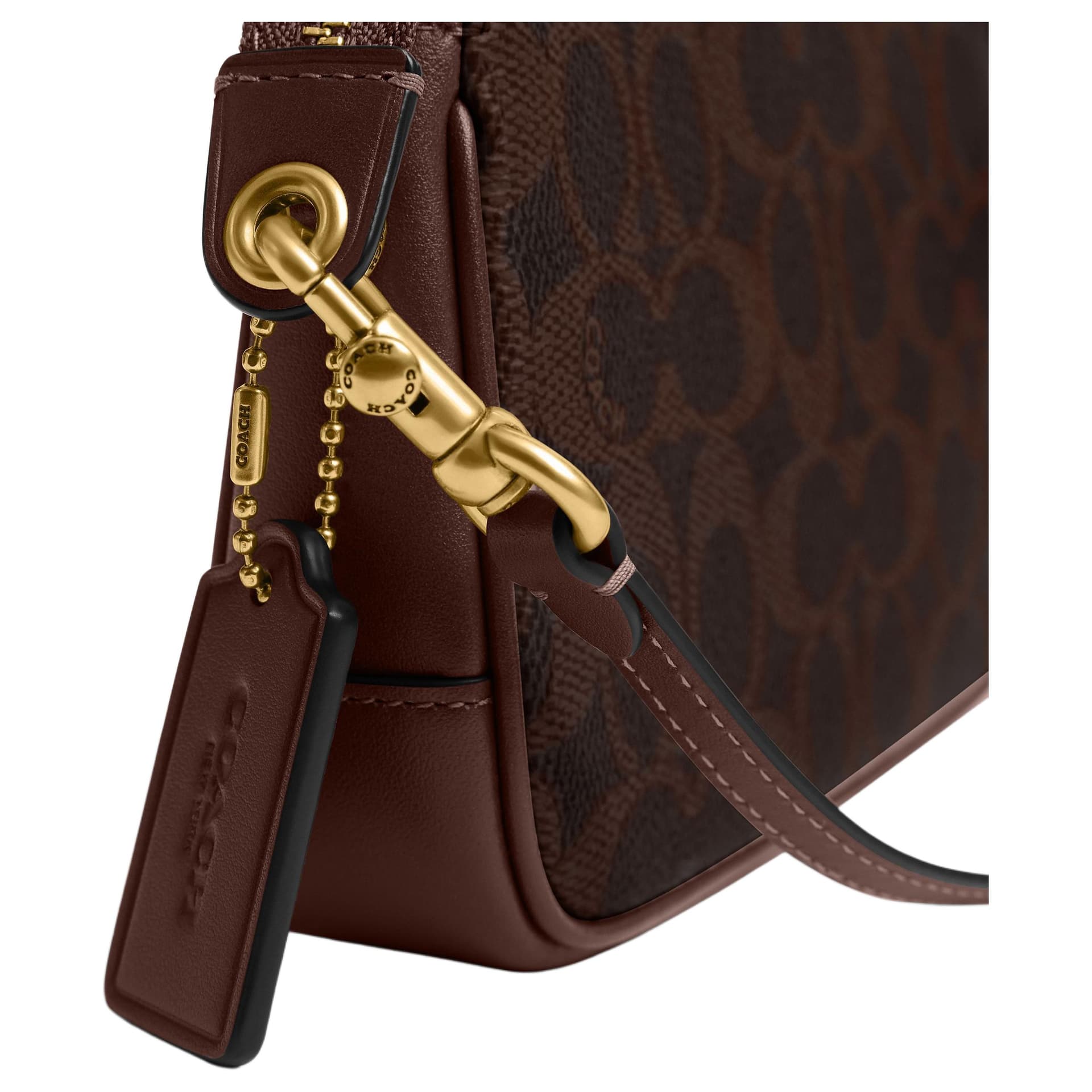 Мини-сумка COACH Plaza Искусственная кожа с коровьей кожей Сумка через плечо Маленькая Женская Кленовый коричневый - изображение 5