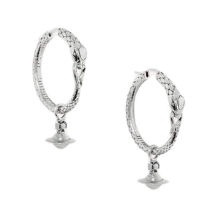 Серьги Vivienne Westwood Albane Змеевидные кольцевые серьги из латуни унисекс парный один винтажный серебристый - изображение 3