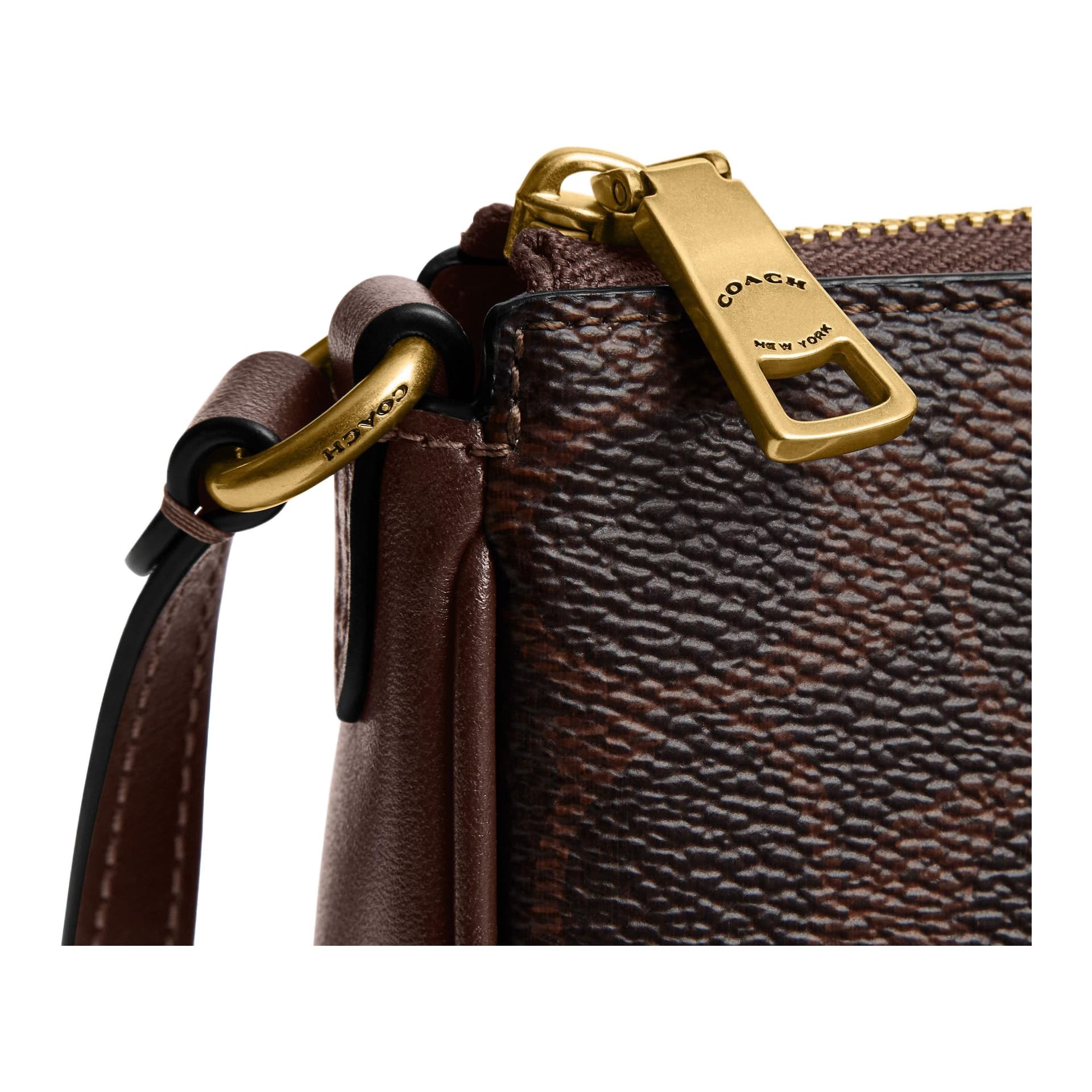 Мини-сумка COACH Plaza Искусственная кожа с коровьей кожей Сумка через плечо Маленькая Женская Кленовый коричневый - изображение 5