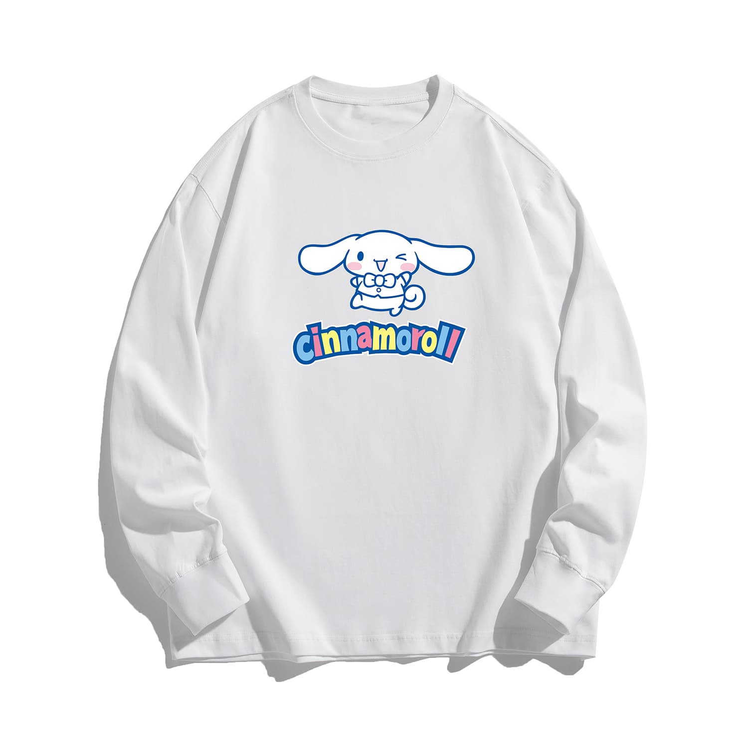 Футболка Sanrio x CINNAMOROLL Совместная коллекция Универсальный свободный длинный рукав футболка с принтом Cinnamonroll Унисекс - изображение 1