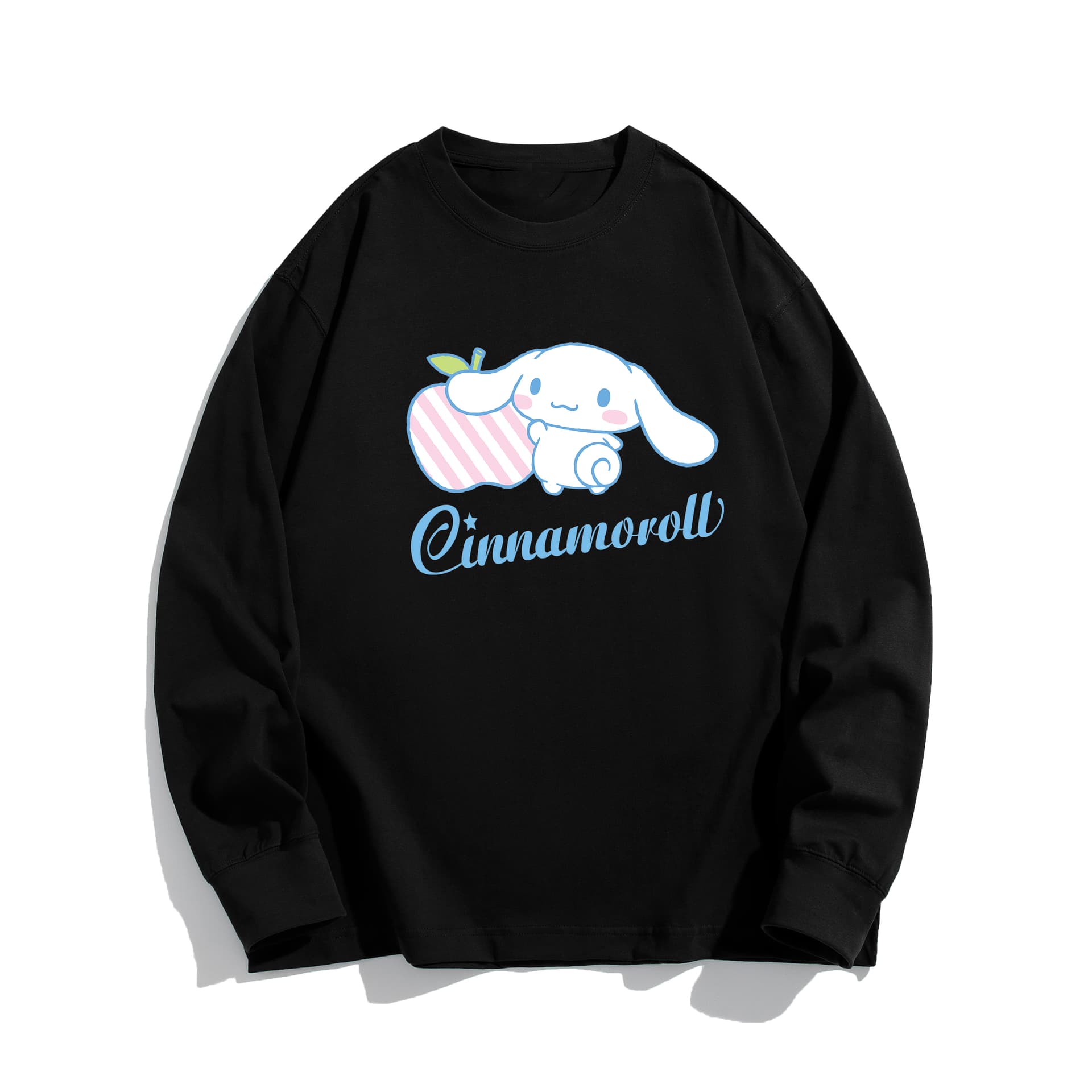 Футболка Sanrio x CINNAMOROLL Футболка с длинным рукавом унисекс с принтом яблока и собаки Cinnamoroll - изображение 1