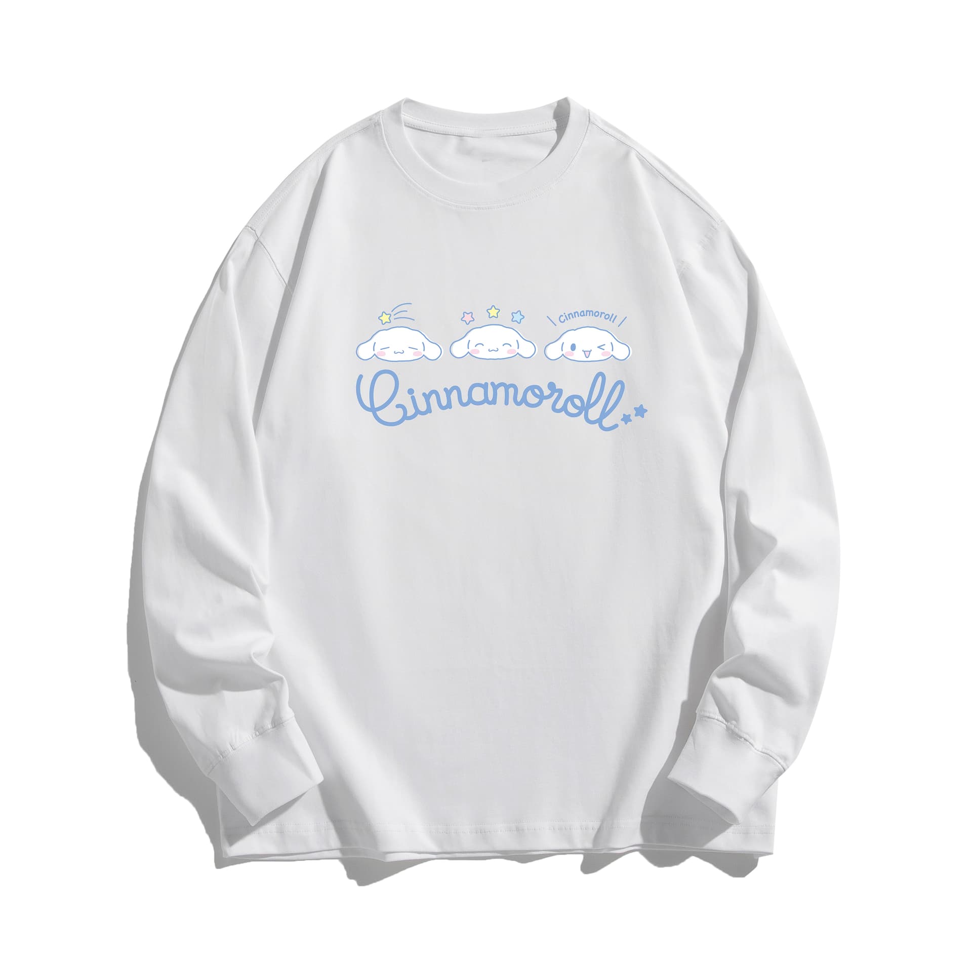 Футболка Sanrio x CINNAMOROLL Модная универсальная базовая рубашка с длинным рукавом в стиле унисекс - изображение 1