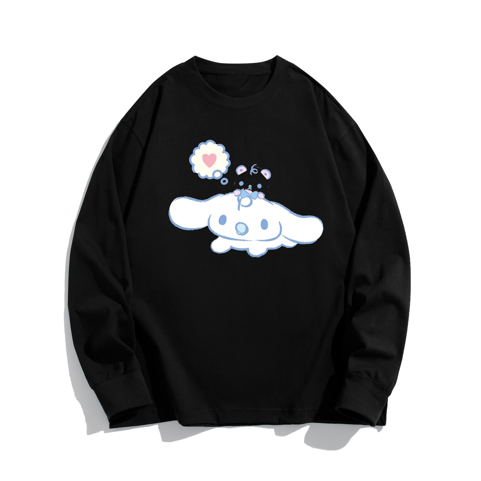 Футболка Sanrio x Cinnamoroll футболка унисекс с круглым вырезом и принтом, 100% хлопок, свободный крой, длинный рукав, пара - изображение 1