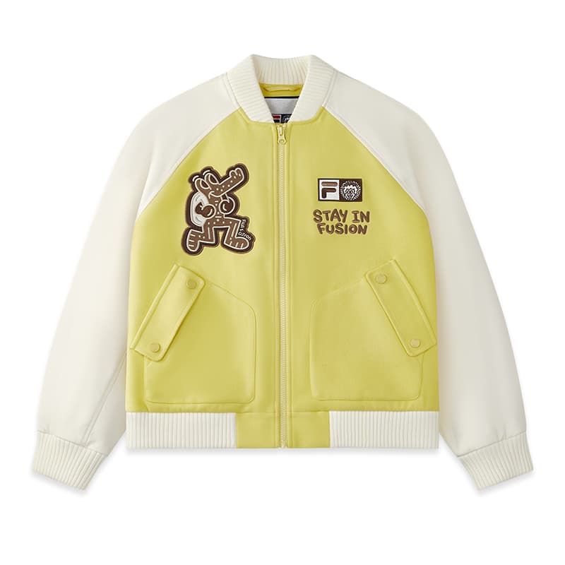 FILA FUSION X MR.DOODLE Бейсбольная куртка Женская Пшенично-желтая - изображение 1