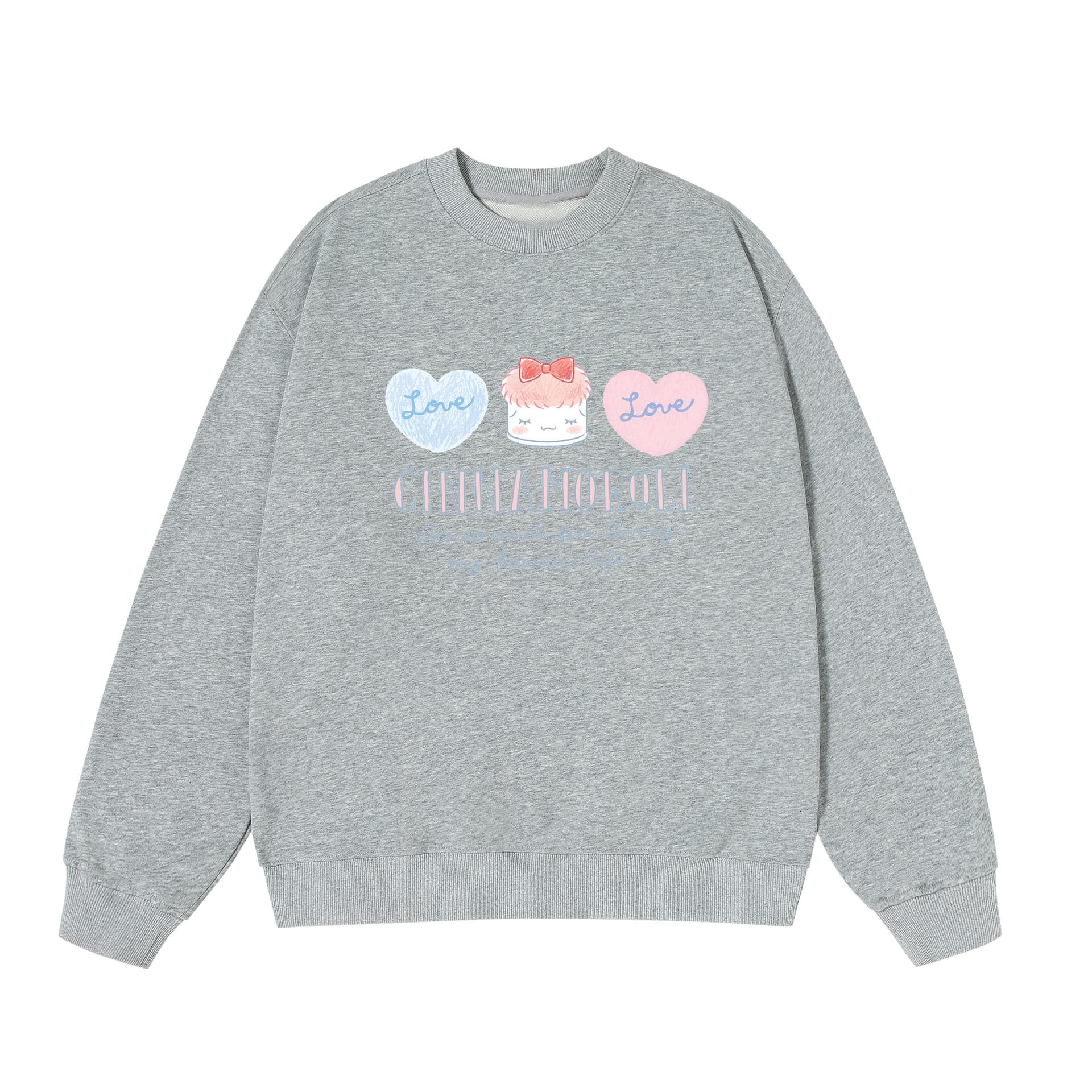 Худи Sanrio x CINNAMOROLL Совместная коллекция Плотный американский уличный мультяшный принт в виде сердца и букв Универсальный свободный повседневный круглый вырез Унисекс Толстовка - изображение 1