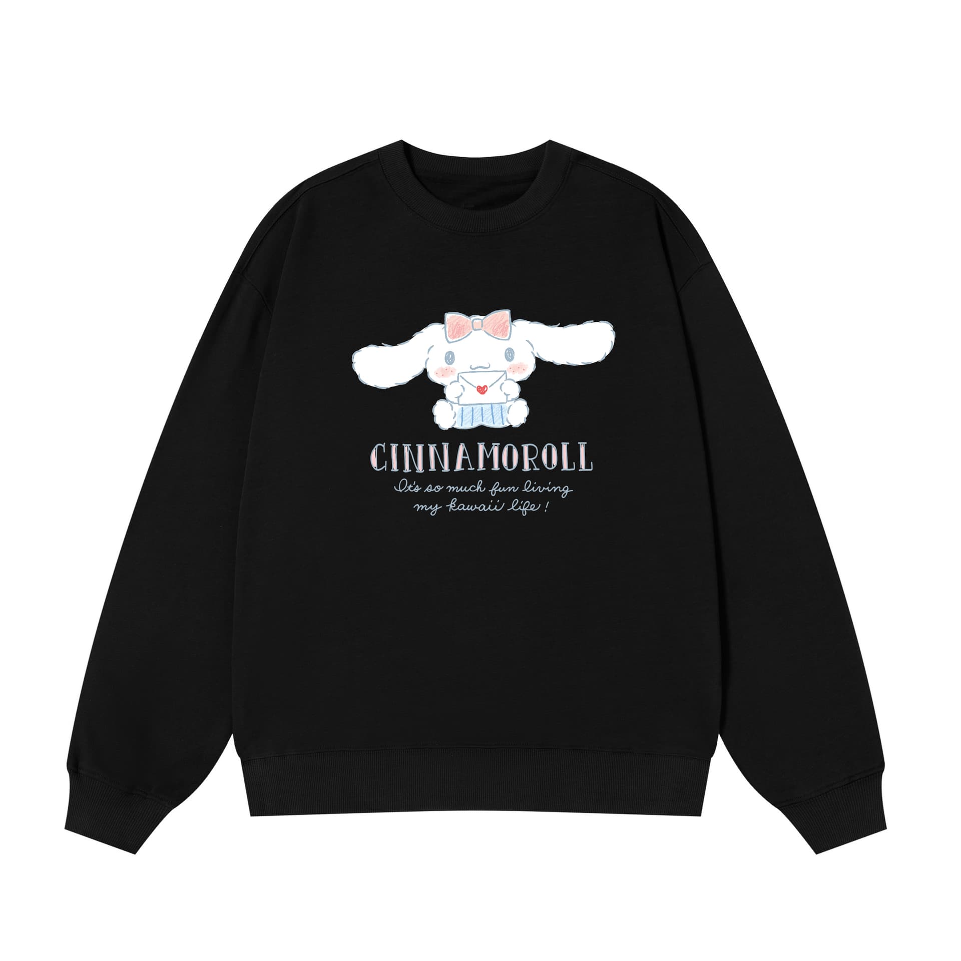 Худи Sanrio x CINNAMOROLL Совместная коллекция Плотный мультяшный рисунок принт с буквами Американский роскошная уличная одежда Модный бренд круглый вырез свободный покрой повседневный длинный рукав Толстовка унисекс - изображение 1