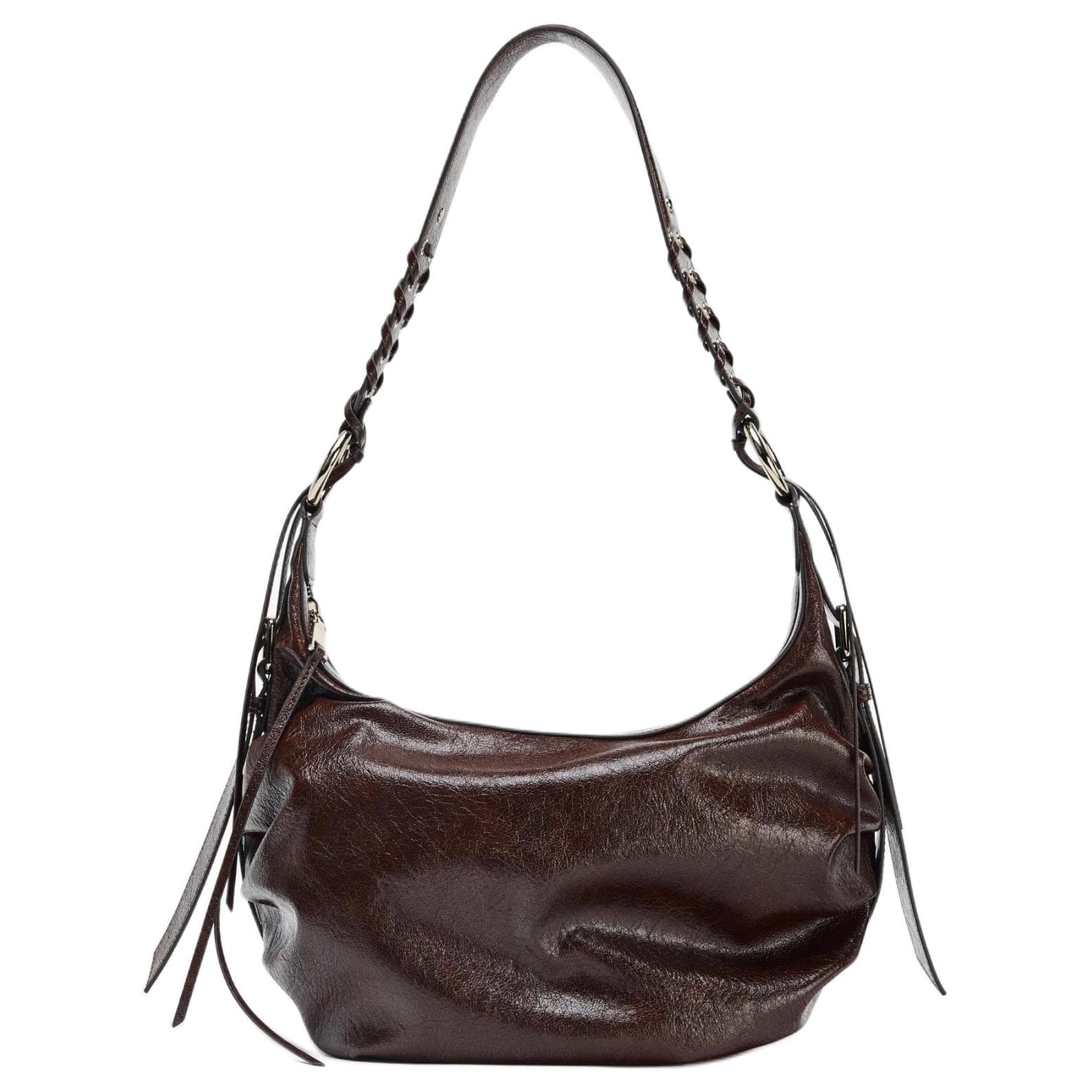 Мини-сумка ZARA Fringed Burgundy Shoulder Bag - изображение 1
