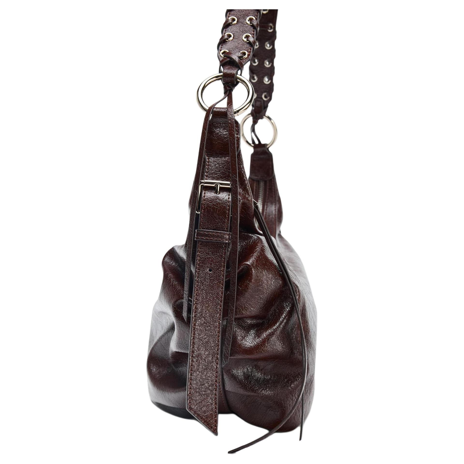 Мини-сумка ZARA Fringed Burgundy Shoulder Bag - изображение 2