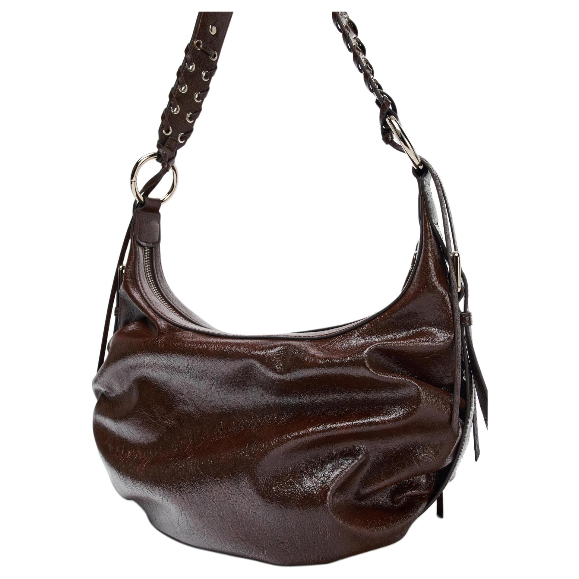 Мини-сумка ZARA Fringed Burgundy Shoulder Bag - изображение 3