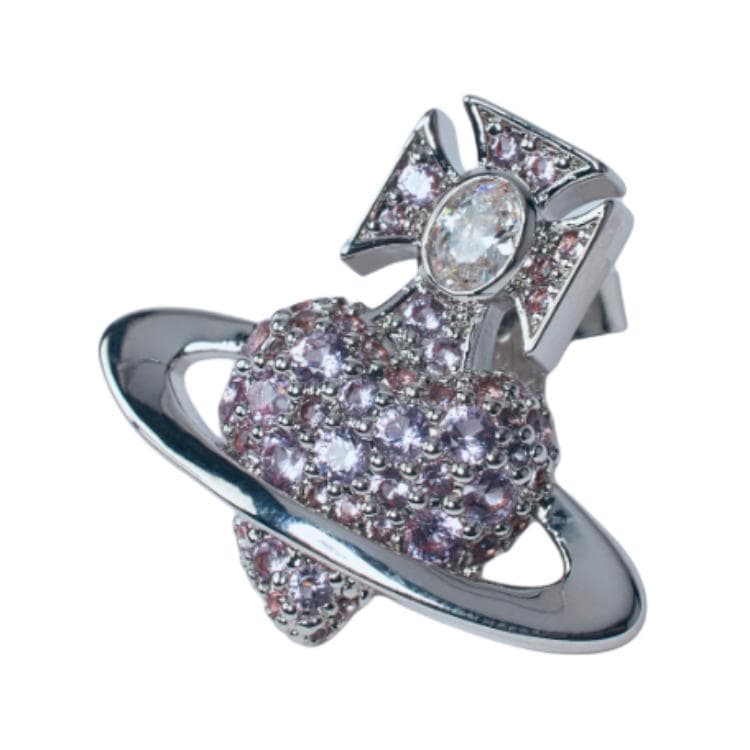 Серьги Серьги Vivienne Westwood с кубическим кристаллом цирконом женские серебряный фиолетовый алмаз - изображение 4