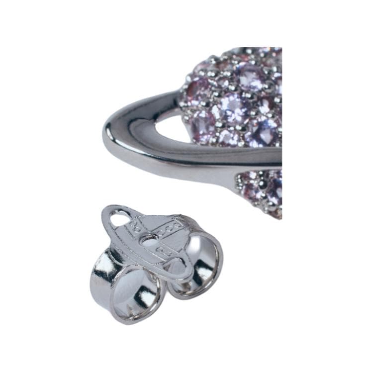 Серьги Серьги Vivienne Westwood с кубическим кристаллом цирконом женские серебряный фиолетовый алмаз - изображение 5