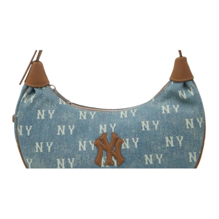 Мини-сумка MLB New York Yankees Monogram Полиэстеровая сумка через плечо женская джинсовая светло-синяя - изображение 5