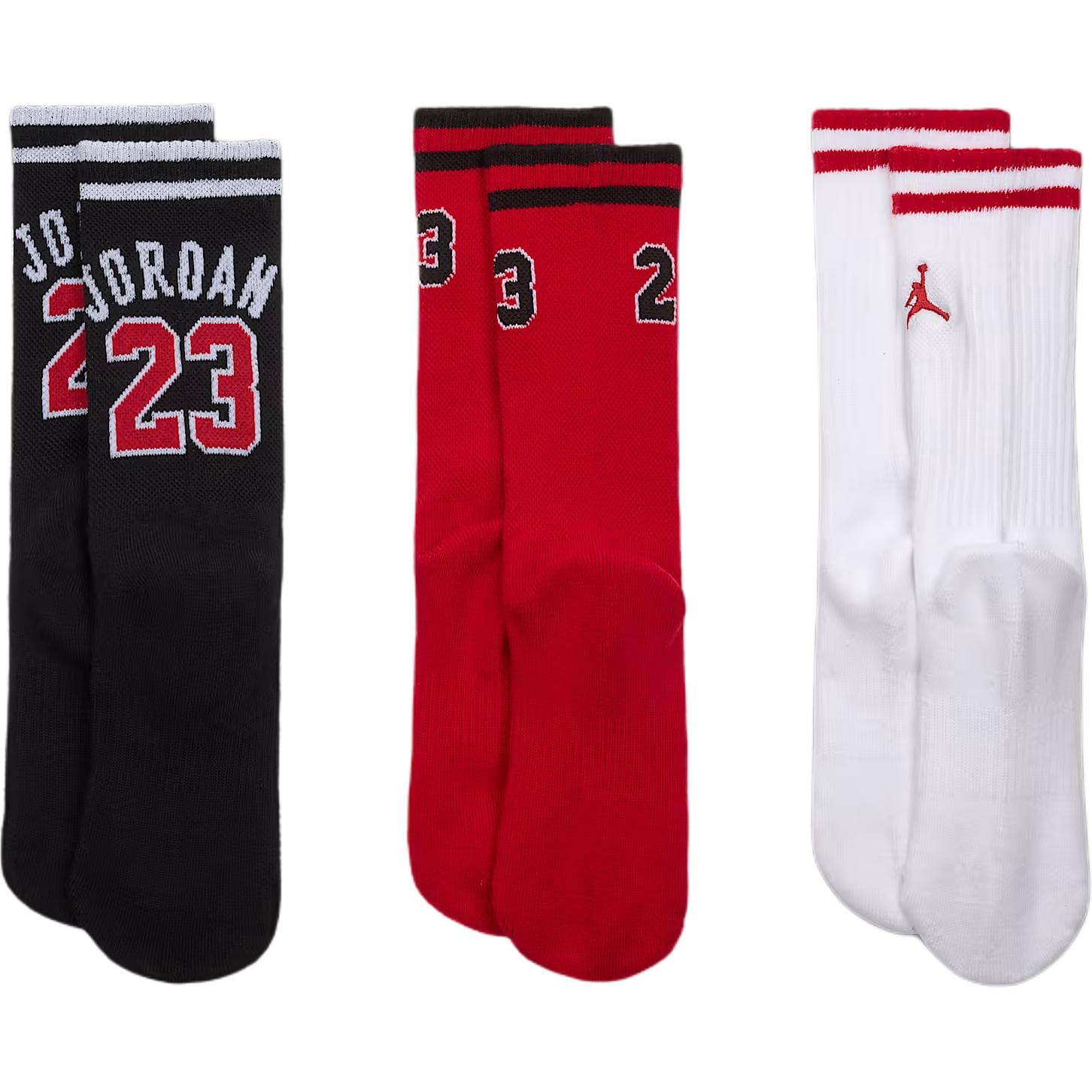 Jordan Apparel 3 Pack (Black+Red+White) Kids Socks Джордан Аппарелл 3 Пачка (Черный+Красный+Белый) Детские Носки - изображение 2