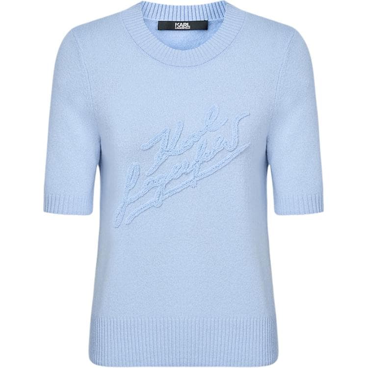 Кардиган KARL LAGERFELD / Karl Lagerfeld Jeans Свитер с круглым вырезом и короткими рукавами, с вышитым логотипом, для женщин, в стиле роскоши, для коммутирования и вечеринок - изображение 1